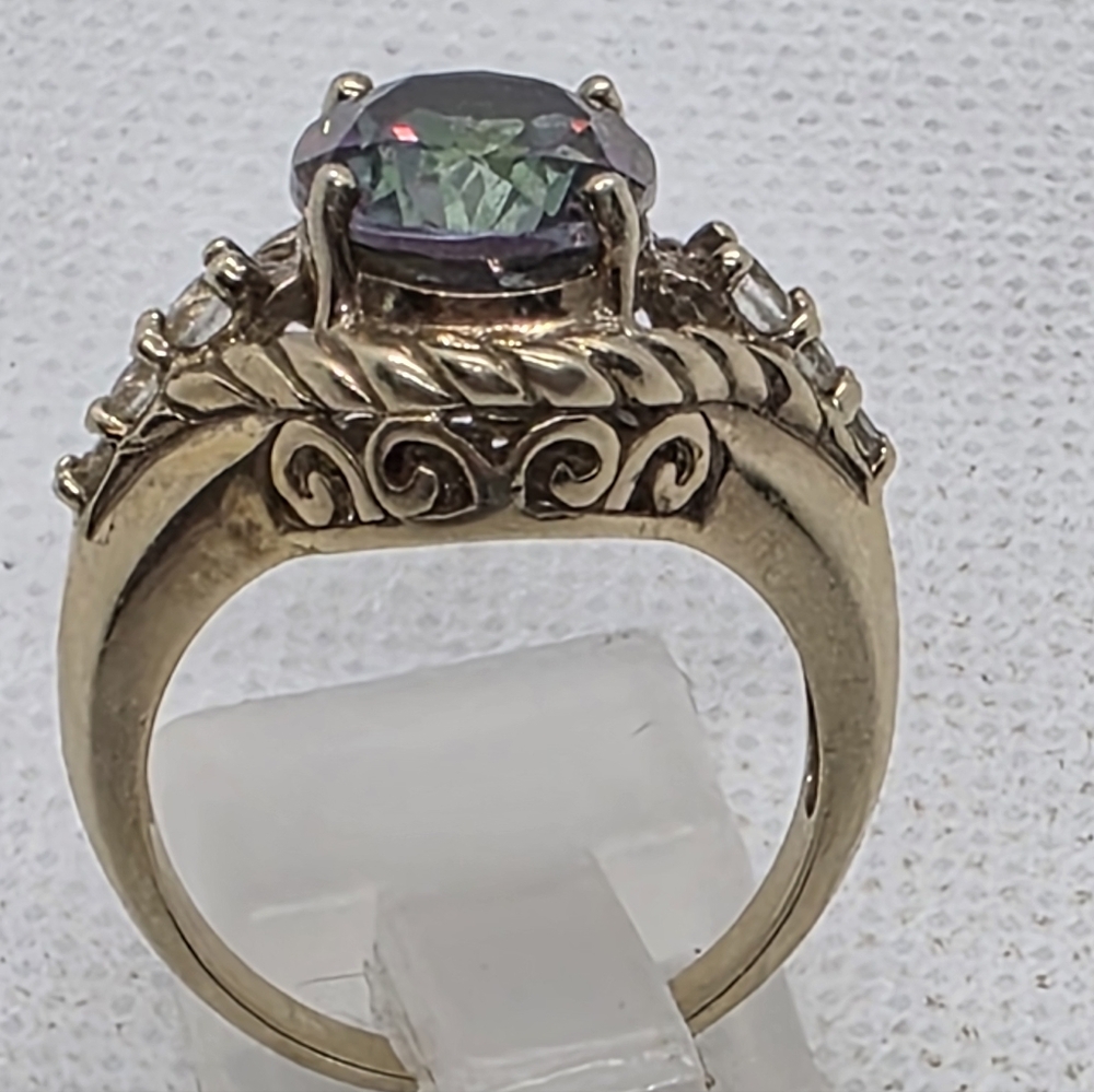Cool And Colorful Designer Signed Mystic Topaz Ring - Picture 5 of 7